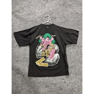 Pink Panther Bling Bling Shaka Wear Embellished Black Cotton T-Shirt Size XL